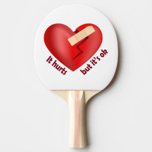 Raquete De Ping Pong Coração quebrado curado com correção e citação de