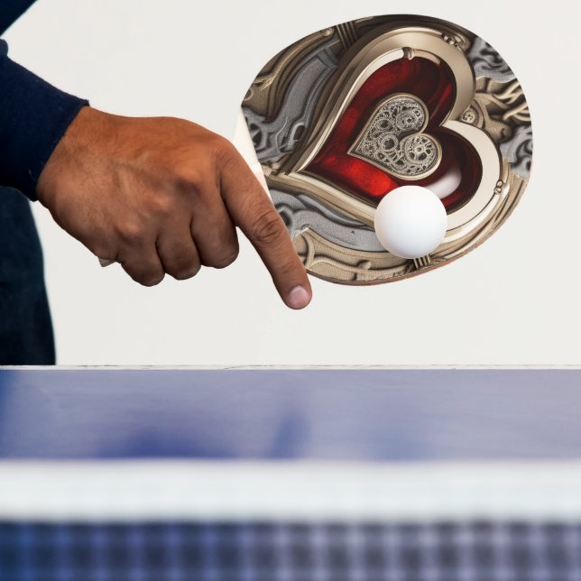 Raquete De Ping Pong Coração Steampunk - Amor Mecânico insípido (Insitu)