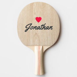 Raquete De Ping Pong Coração Vintage de Pinheiro Branco Assinatura