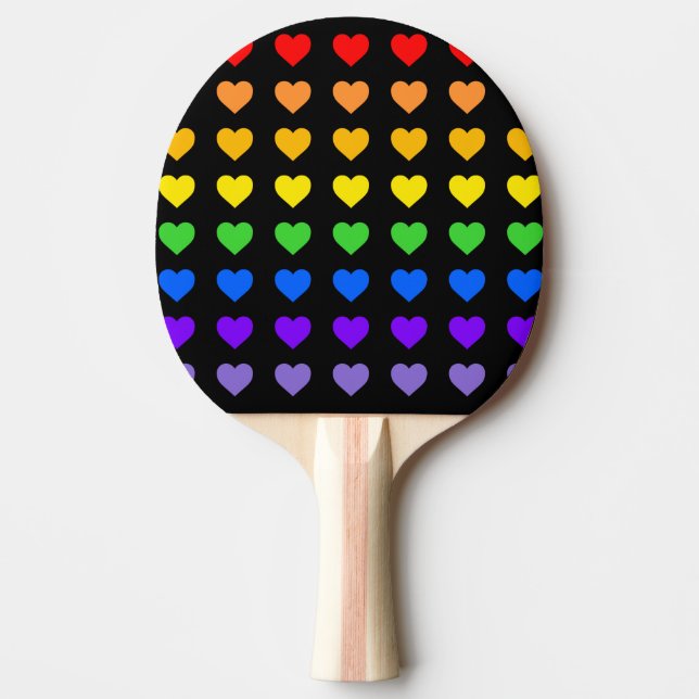 Raquete De Ping Pong Corações Arco-Íris (Frente)