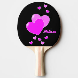 Raquete De Ping Pong Corações Cor-De-Rosa Bonito Em Crianças De Nome Pe
