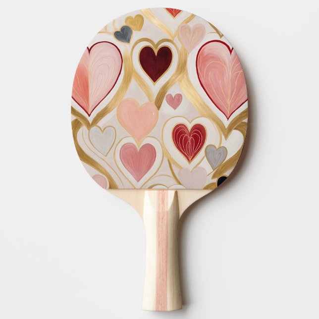 Raquete De Ping Pong Corações de Amor (Frente)