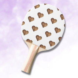 Raquete De Ping Pong Corações de Madeira Marrom-Russo Simétrico Grande