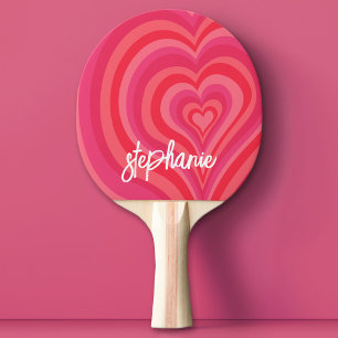 Raquete De Ping Pong Corações Psicodélicos Caligrafia Nome do Script Pi