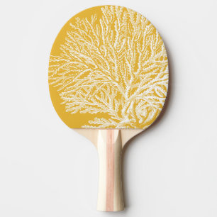 Raquete De Ping Pong Coral Amarelo e Branco