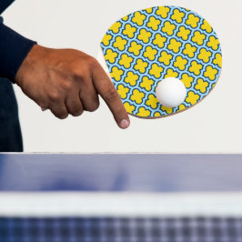 Raquete De Ping Pong Corante amarelo e azul-bebê, latido, quatrefoil