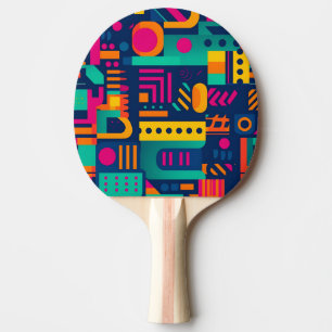 Raquete De Ping Pong cores abstrato neon e formas geométricas boêmicas