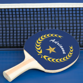 Raquete De Ping Pong Coroa de Ouro e Estrela personalizar com Nome