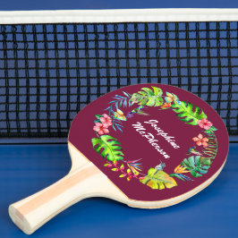 Raquete De Ping Pong Coroa de Paraíso Tropical personalizada com Nome