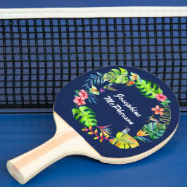 Raquete De Ping Pong Coroa de Paraíso Tropical personalizada com Nome
