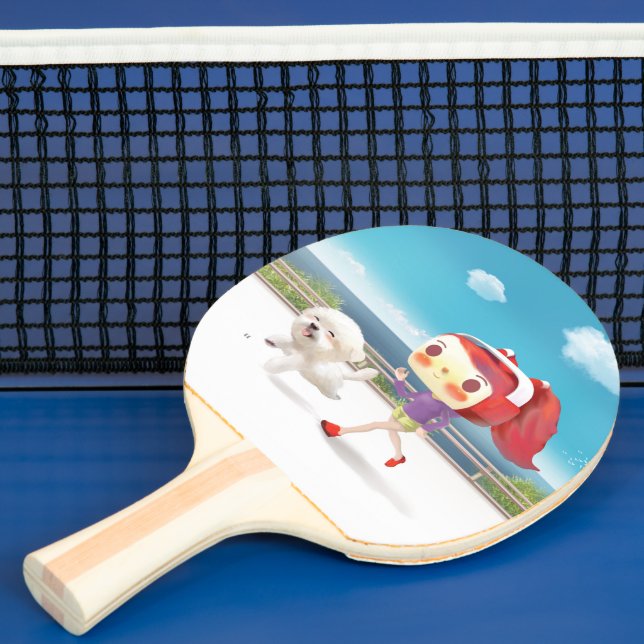 Raquete De Ping Pong Correndo com Cachorro pelo Mar (Insitu)