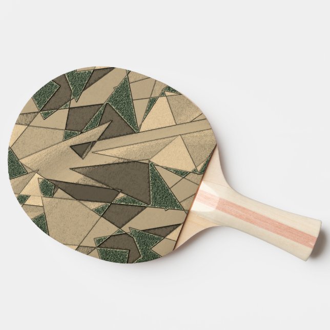 Raquete De Ping Pong Corte triangular bege em 'fundo verde escuro' (Lateral)