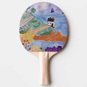 Raquete De Ping Pong Costa e Flor de Verão