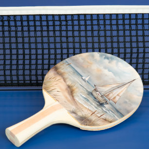 Raquete De Ping Pong Costeira de Aquarelas de Navegação Pacífica