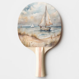 Raquete De Ping Pong Costeira de Aquarelas de Navegação Pacífica