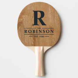 Raquete De Ping Pong Country Pine Wood Family Name & Initial