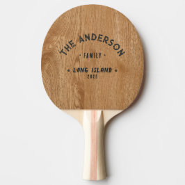 Raquete De Ping Pong Country Pine Wood Vintage Seaside Family Name