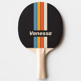 Raquete De Ping Pong Crachá do Arco-íris Escuro Vintage Retro com Listr