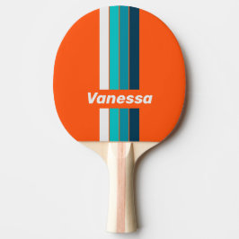 Raquete De Ping Pong Crachá Retro de Salvavidas Listrado com Nome