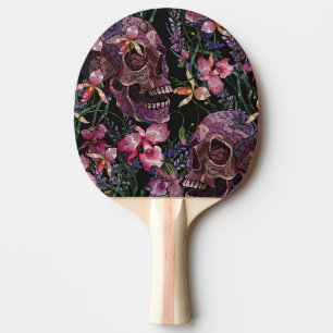 Raquete De Ping Pong Crânio bordado: Padrão Orquídeo Gótico