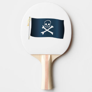 Raquete De Ping Pong Crânio e espinhas piratas e sinalizador e flagpol