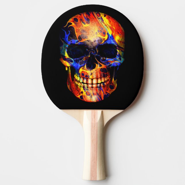 RAQUETE DE PING PONG CRÂNIO PINTURA NEON ABSTRATA (Frente)