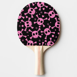 Raquete De Ping Pong Crânio Pirata: Padrão de Corações Girinas