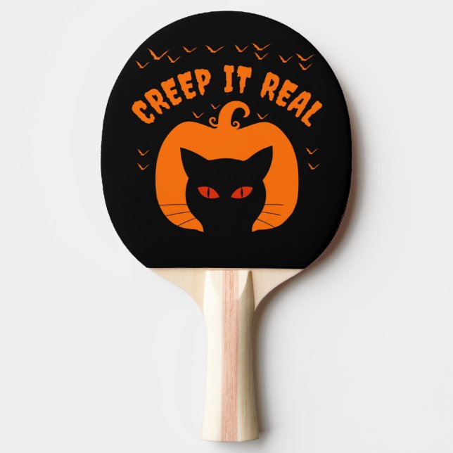 RAQUETE DE PING PONG CREEP IT REAL FUNNY CAT HALLOWEEN (Frente)