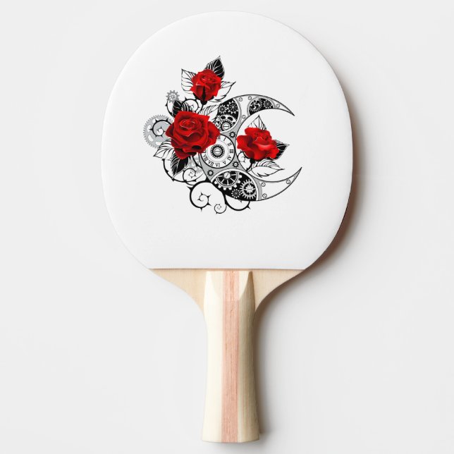 Raquete De Ping Pong Crescente Mecânico com Rosas vermelhas (Frente)