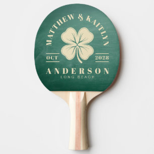 Raquete De Ping Pong Crestas de Casamento Trevo Irlandês Quadro Verde