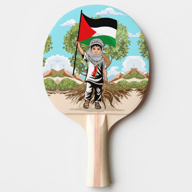 Raquete De Ping Pong Criança com a bandeira Keffiyeh Palestine (Frente)
