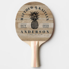 Raquete De Ping Pong Crista de Casamento Abacaxi Tropical de Madeira de