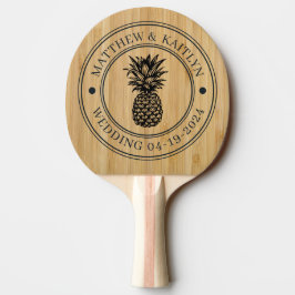 Raquete De Ping Pong Crista de Casamento de Abacaxi de Bambu Escuro & N