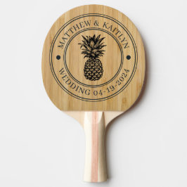 Raquete De Ping Pong Crista de Casamento de Abacaxi de Bambu Escuro & N
