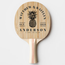 Raquete De Ping Pong Crista de Casamento de Abacaxi Tropical de Bambu B