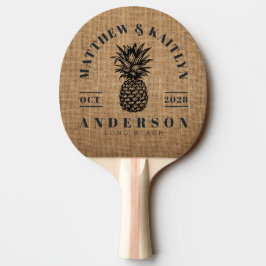 Raquete De Ping Pong Crista de Casamento de Abacaxi Tropical em Sacaria