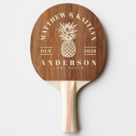 Raquete De Ping Pong Crista de Casamento de Madeira de Carvalho Vermelh