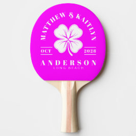 Raquete De Ping Pong Crista de Casamento de Trevo Irlandês Rosa Retro E