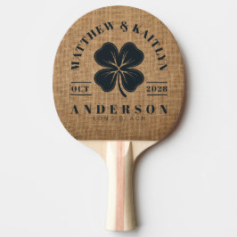 Raquete De Ping Pong Crista de casamento do trevo da sorte irlandês em 