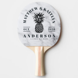 Raquete De Ping Pong Crista de Casamento Moderna Limpa Branca Tropical