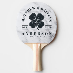 Raquete De Ping Pong Crista de Casamento Trevo Irlandês Branco Limpo Mo