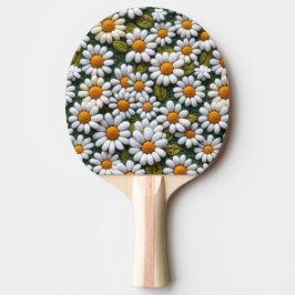 Raquete De Ping Pong Crochet White Daisies Spring Wildflowers