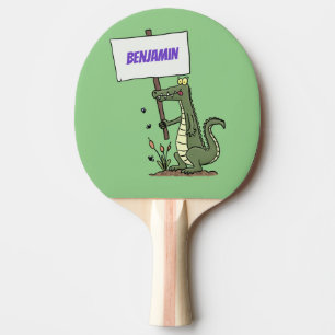 Raquete De Ping Pong Crocodilo engraçado, alinhador com cartoon