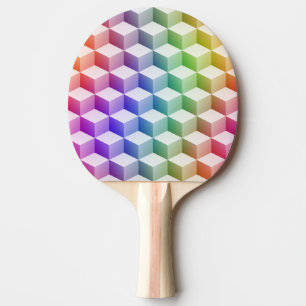 Raquete De Ping Pong Cubos de aparência 3D Colorido do Arco-Íris Colori