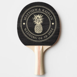 Raquete De Ping Pong Cumeeira de Casamento de Abacaxi de Madeira Escura