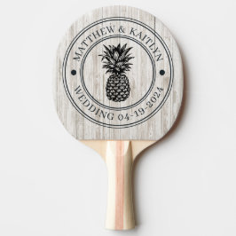 Raquete De Ping Pong Cumeeira de Casamento de Abacaxi de Madeira Pintad