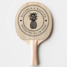 Raquete De Ping Pong Cumeeira de Casamento de Abacaxi de Pinheiro Branc