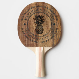 Raquete De Ping Pong Cumeeira de Casamento de Abacaxi em Madeira de Ced