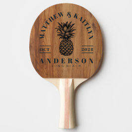Raquete De Ping Pong Cumeeira de Casamento de Abacaxi Tropical de Madei