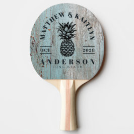 Raquete De Ping Pong Cumeeira de Casamento de Abacaxi Tropical em Madei